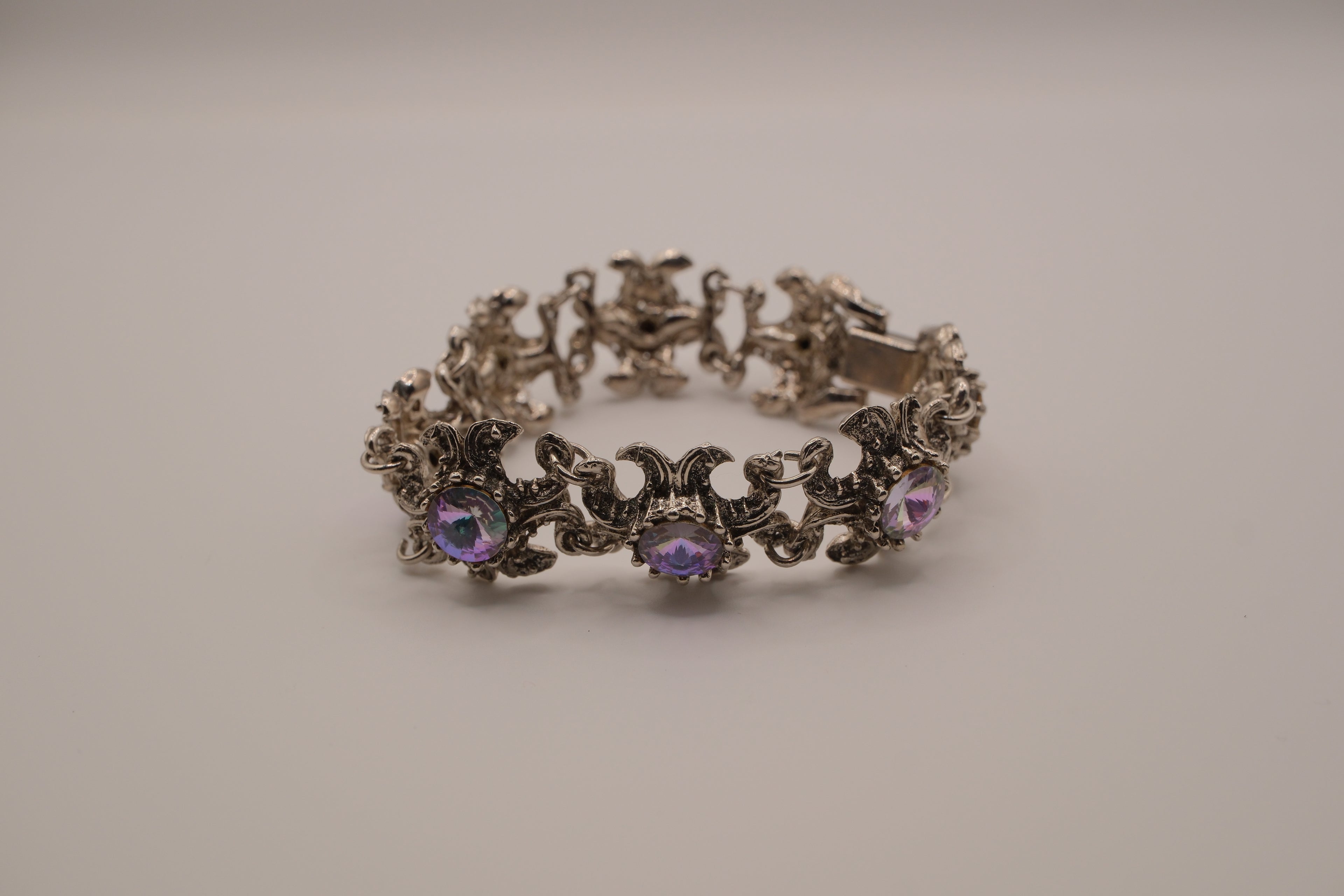 Vintage Purple stone linked panel bracelet