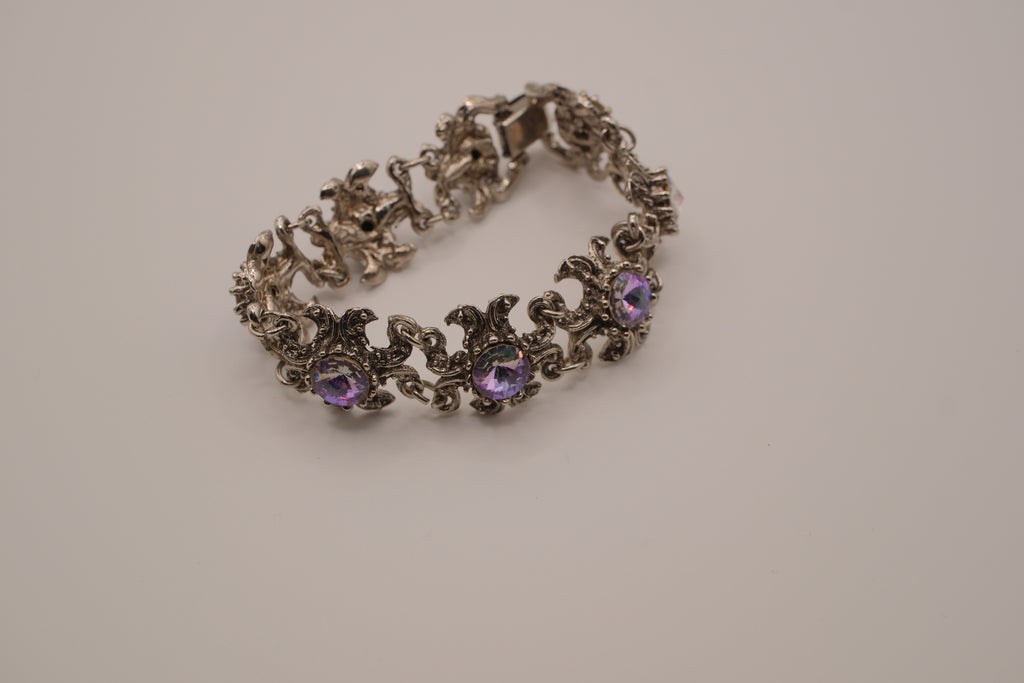 Vintage Purple stone linked panel bracelet