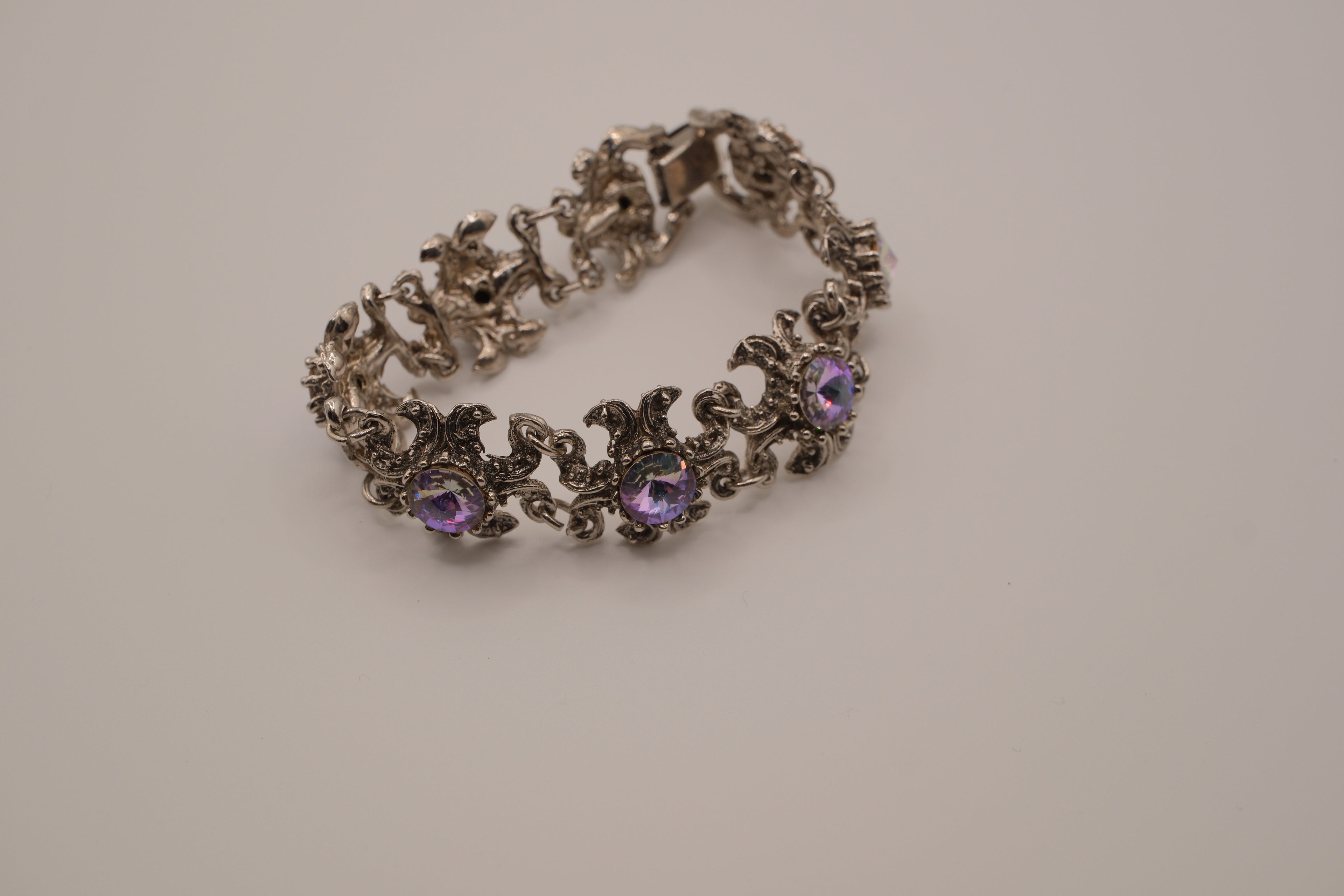 Vintage Purple stone linked panel bracelet