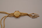 Vintage Art Deco Hematite Multi-Chain Gold-Tone Mesh Necklace