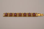 Vintage 1950s gold-tone Oval cut Purple stone panel bracelet