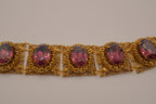 Vintage 1950s gold-tone Oval cut Purple stone panel bracelet