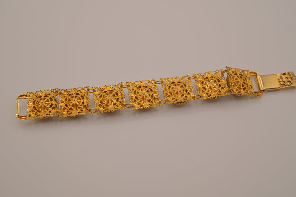 Vintage 1950s gold-tone Oval cut Purple stone panel bracelet