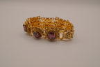 Vintage 1950s gold-tone Oval cut Purple stone panel bracelet
