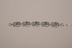 Vintage Blue Rhinestone Silvertone Link Bracelet
