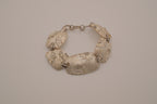 Vintage silver-tone flower panel link bracelet
