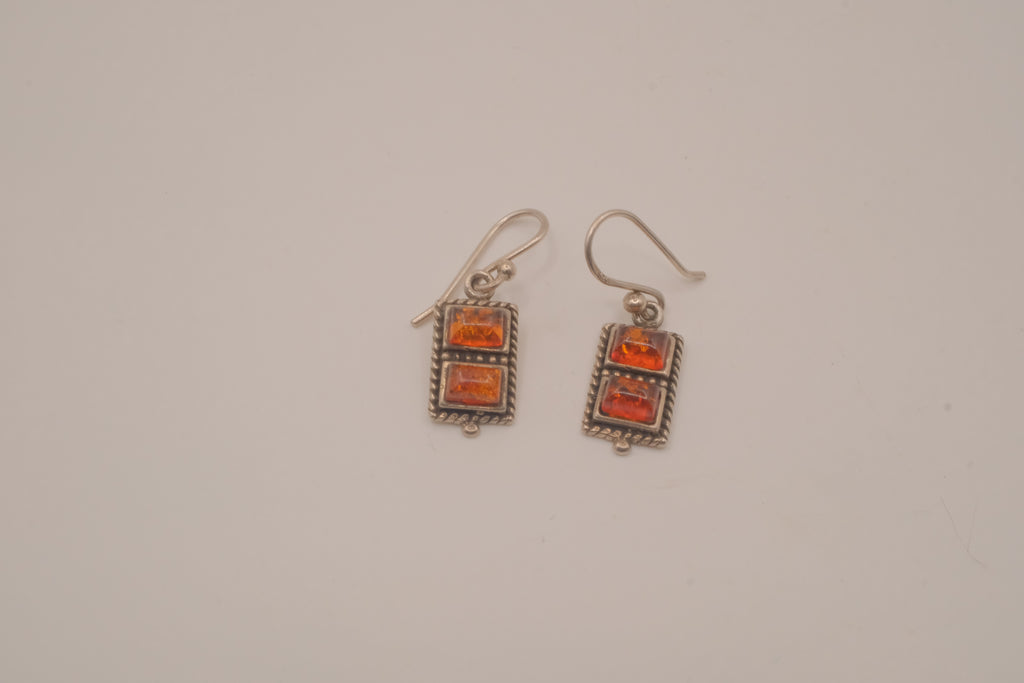 Vintage Baltic amber and sterling silver dangle earrings