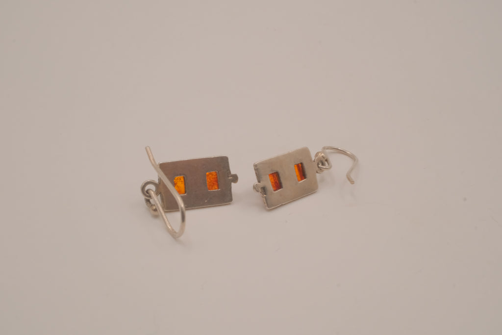 Vintage Baltic amber and sterling silver dangle earrings