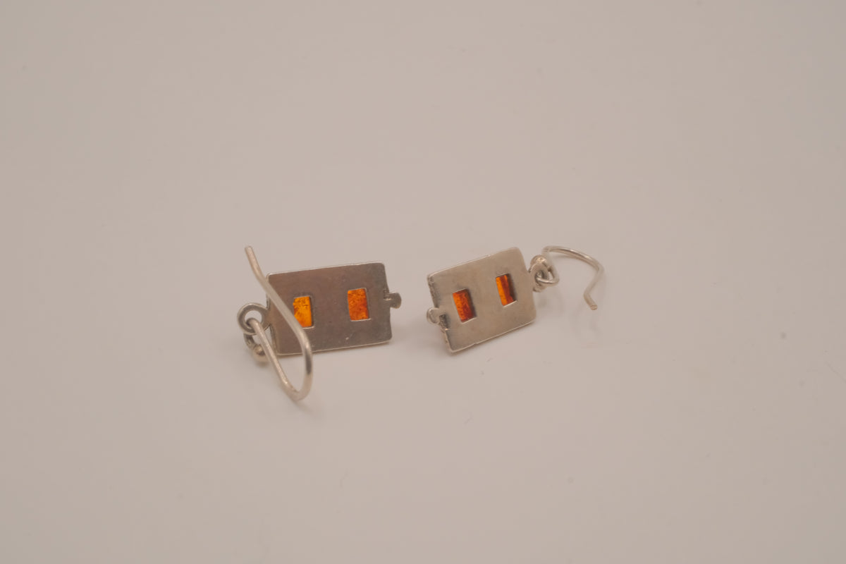 Vintage Baltic amber and sterling silver dangle earrings