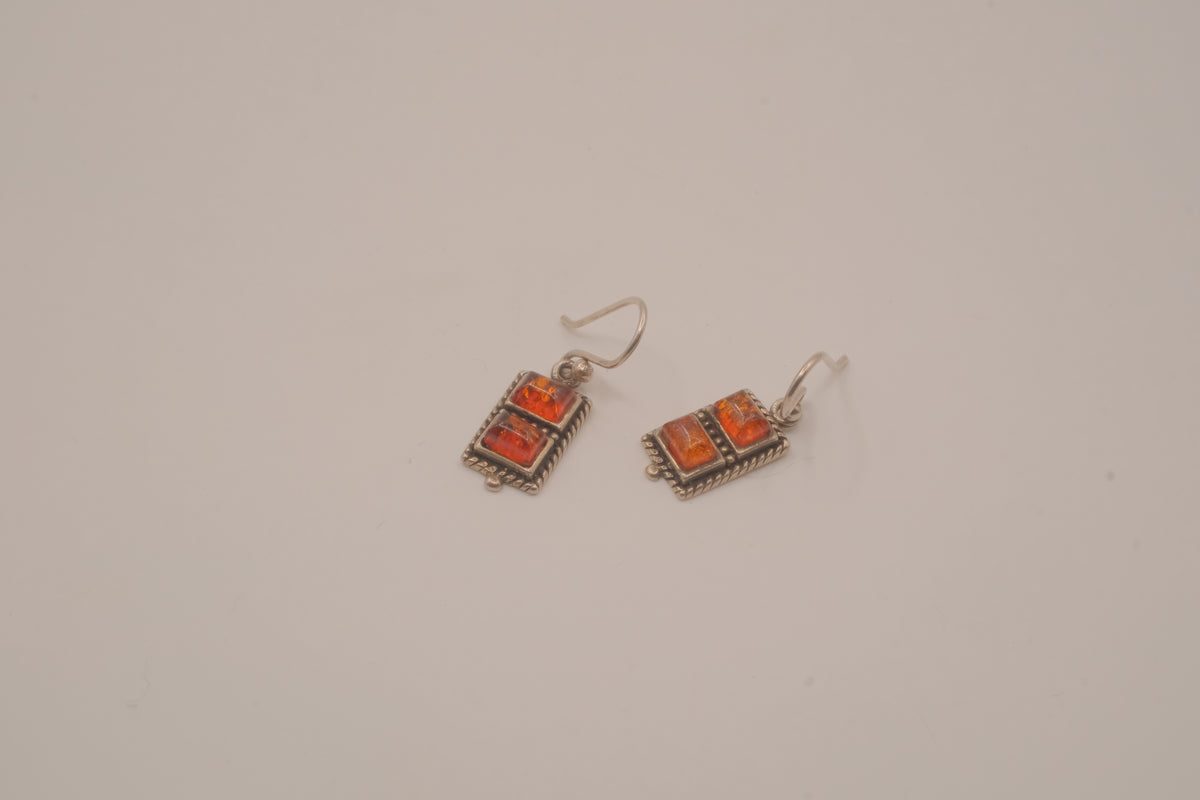 Vintage Baltic amber and sterling silver dangle earrings