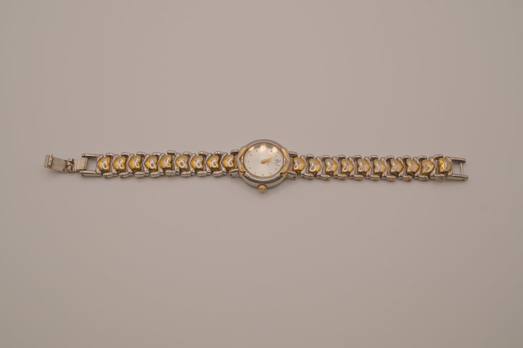 Vintage Bulova two-tone heart link cocktail watch