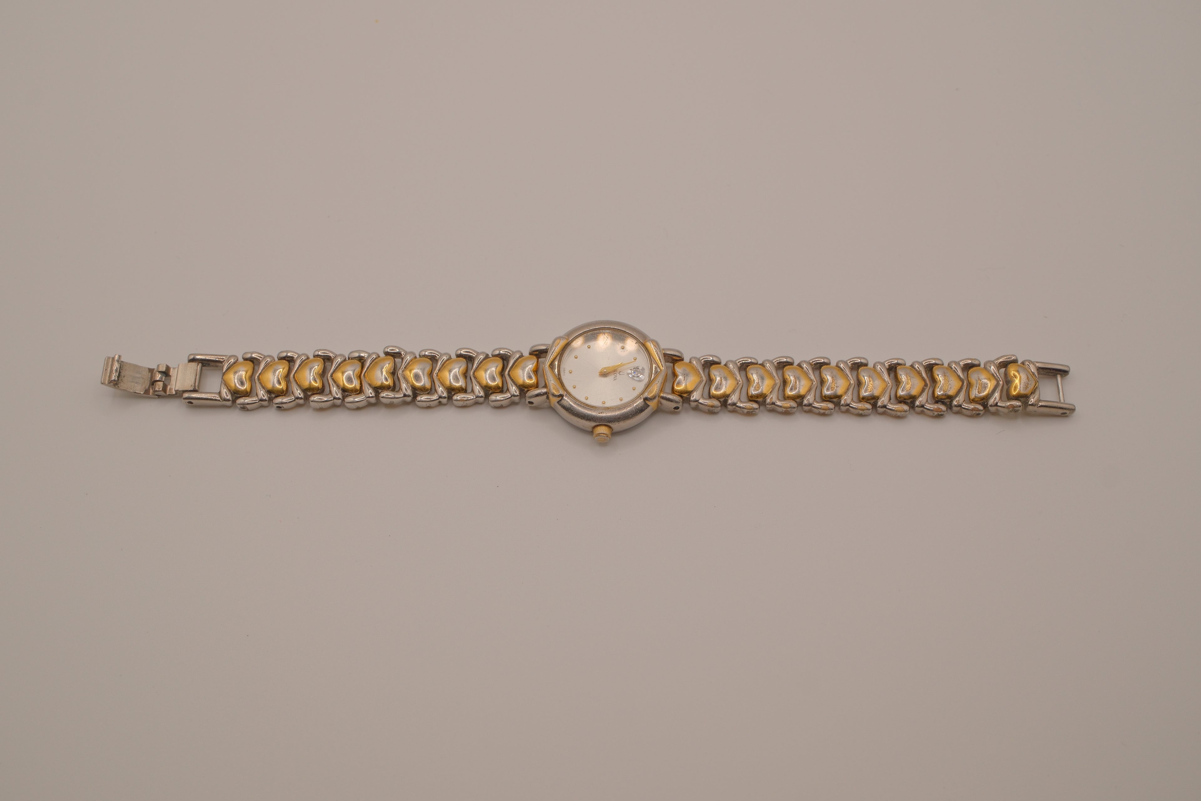 Vintage Bulova two-tone heart link cocktail watch