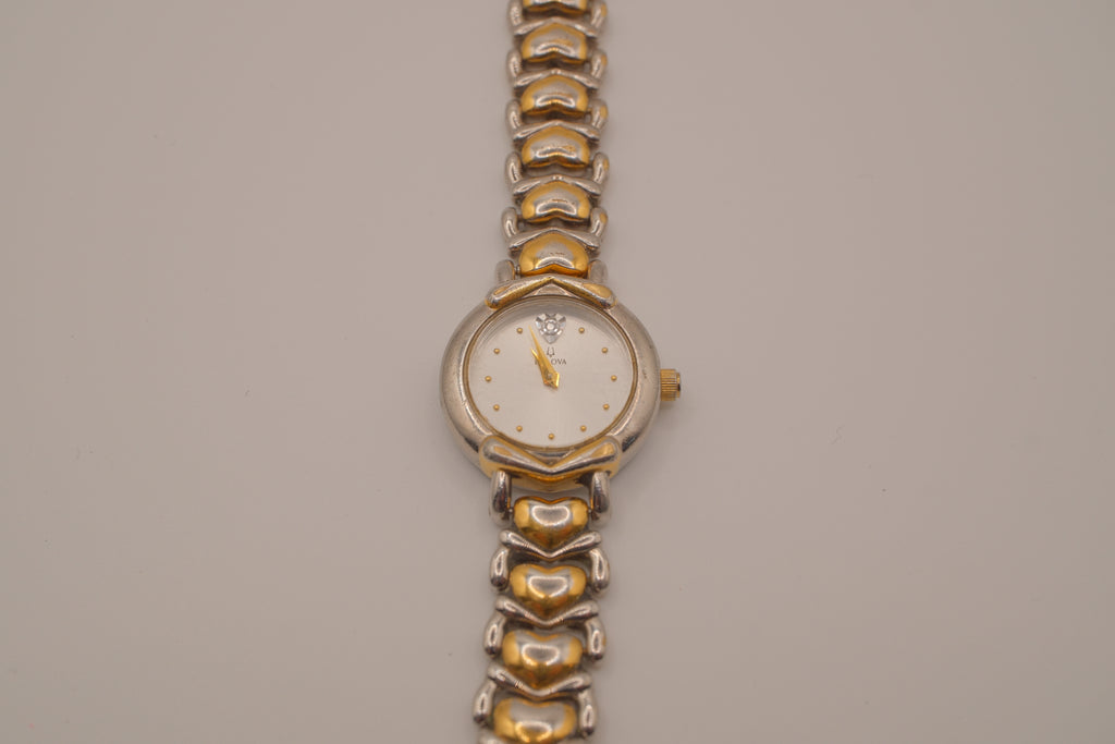 Vintage Bulova two-tone heart link cocktail watch