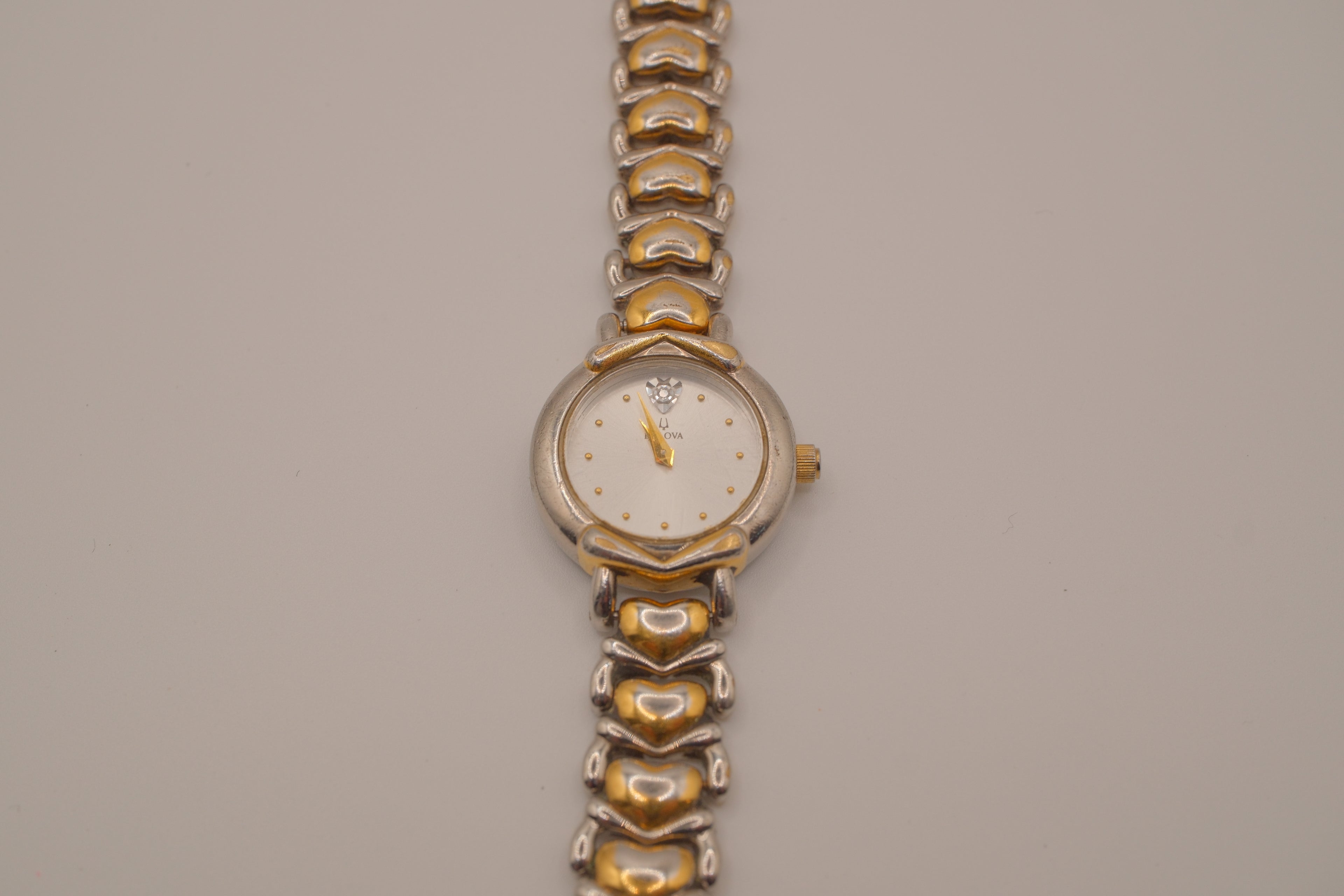 Vintage Bulova two-tone heart link cocktail watch
