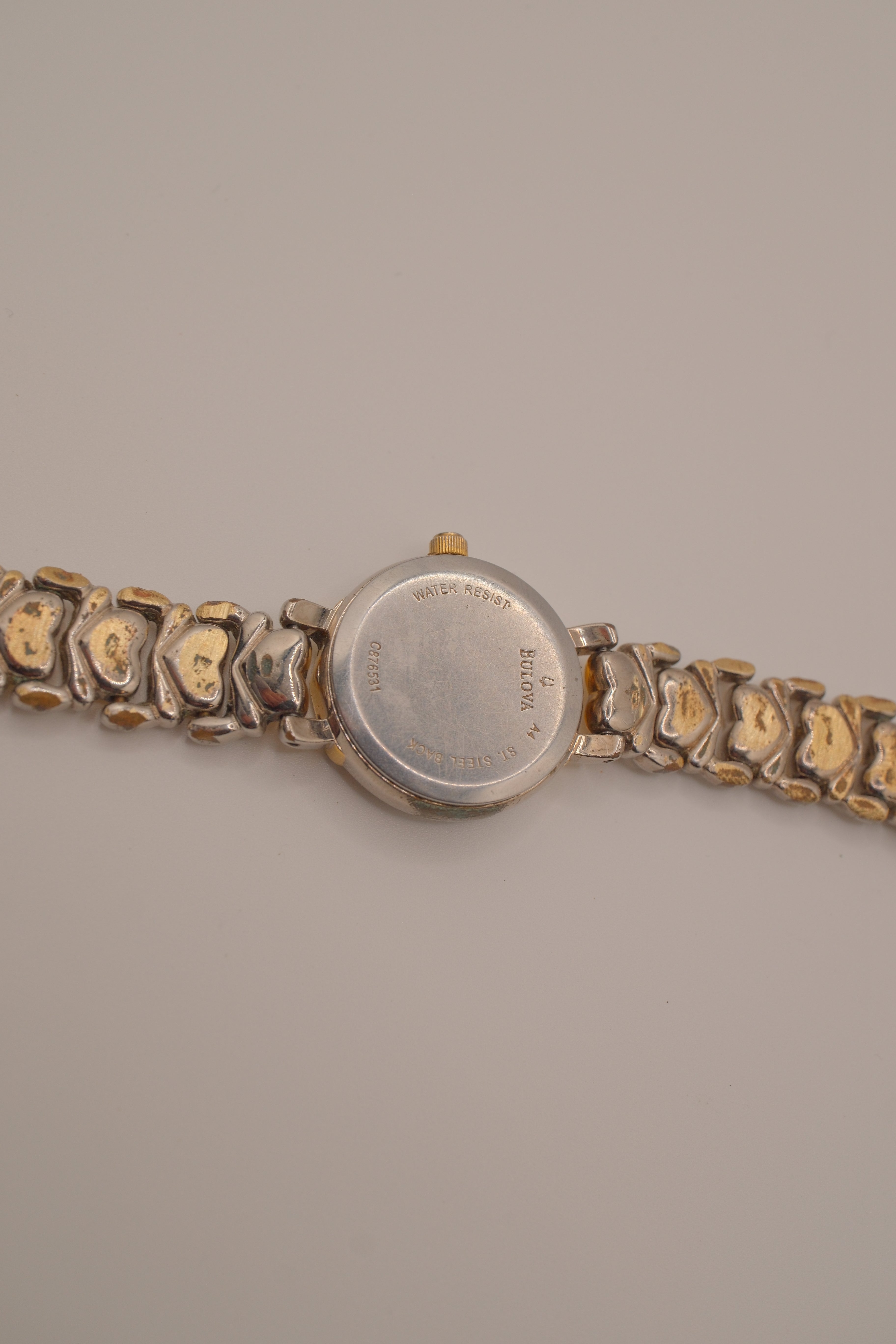 Vintage Bulova two-tone heart link cocktail watch