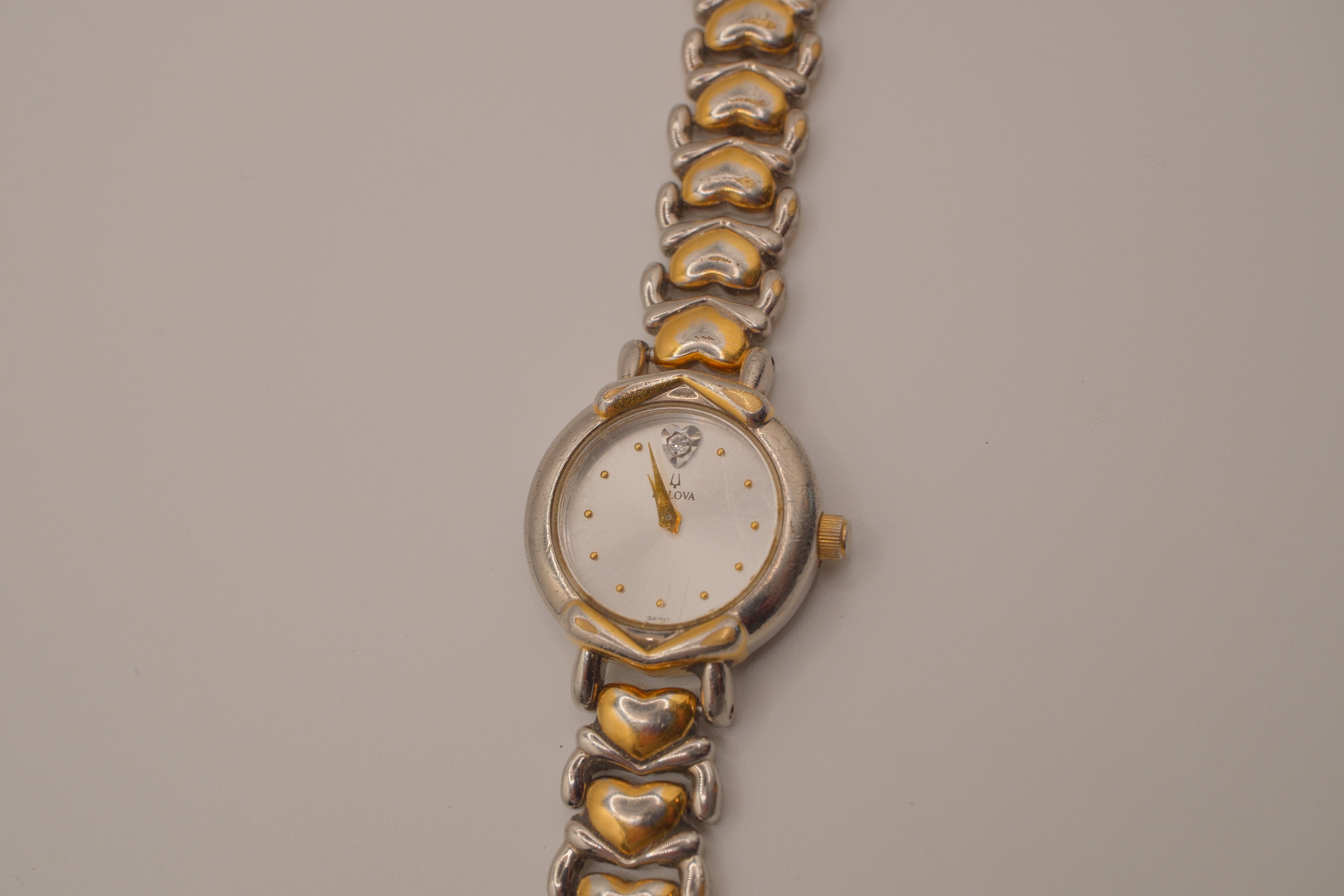 Vintage Bulova two-tone heart link cocktail watch