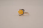 Vintage modernist sterling silver Amber ring