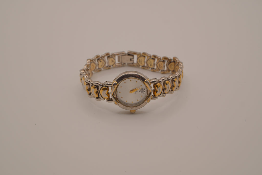 Vintage Bulova two-tone heart link cocktail watch