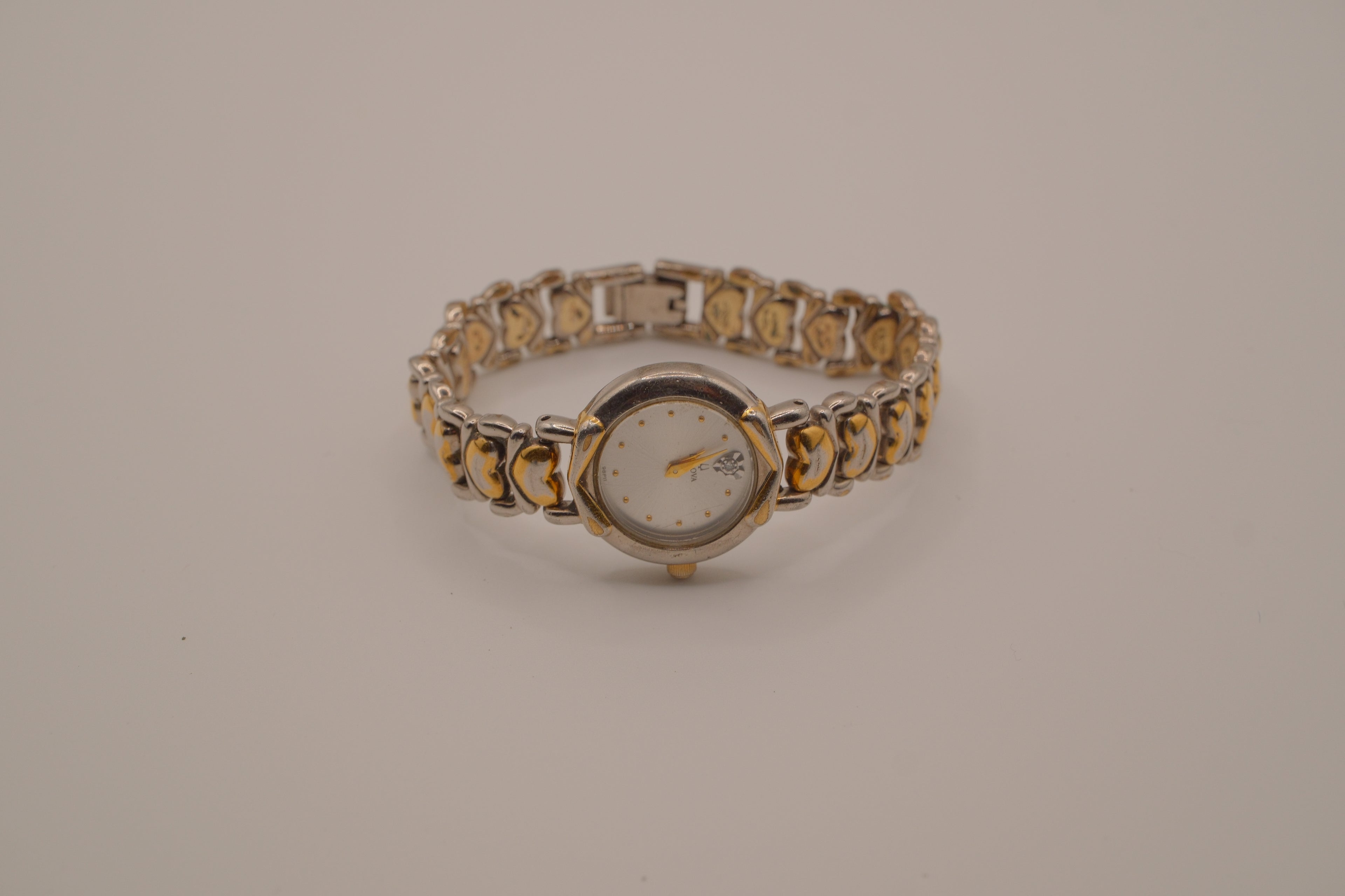 Vintage Bulova two-tone heart link cocktail watch