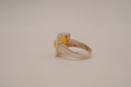 Vintage modernist sterling silver Amber ring