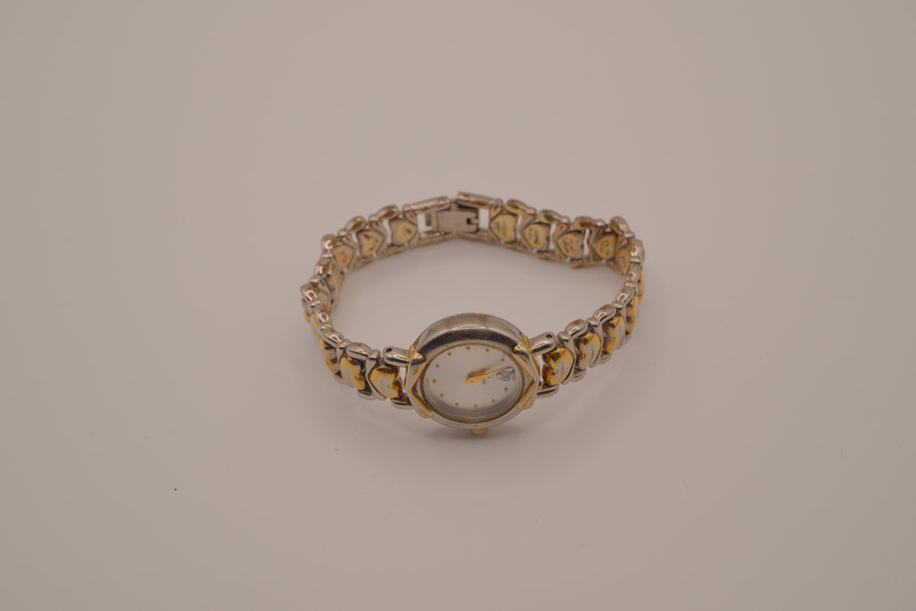 Vintage Bulova two-tone heart link cocktail watch