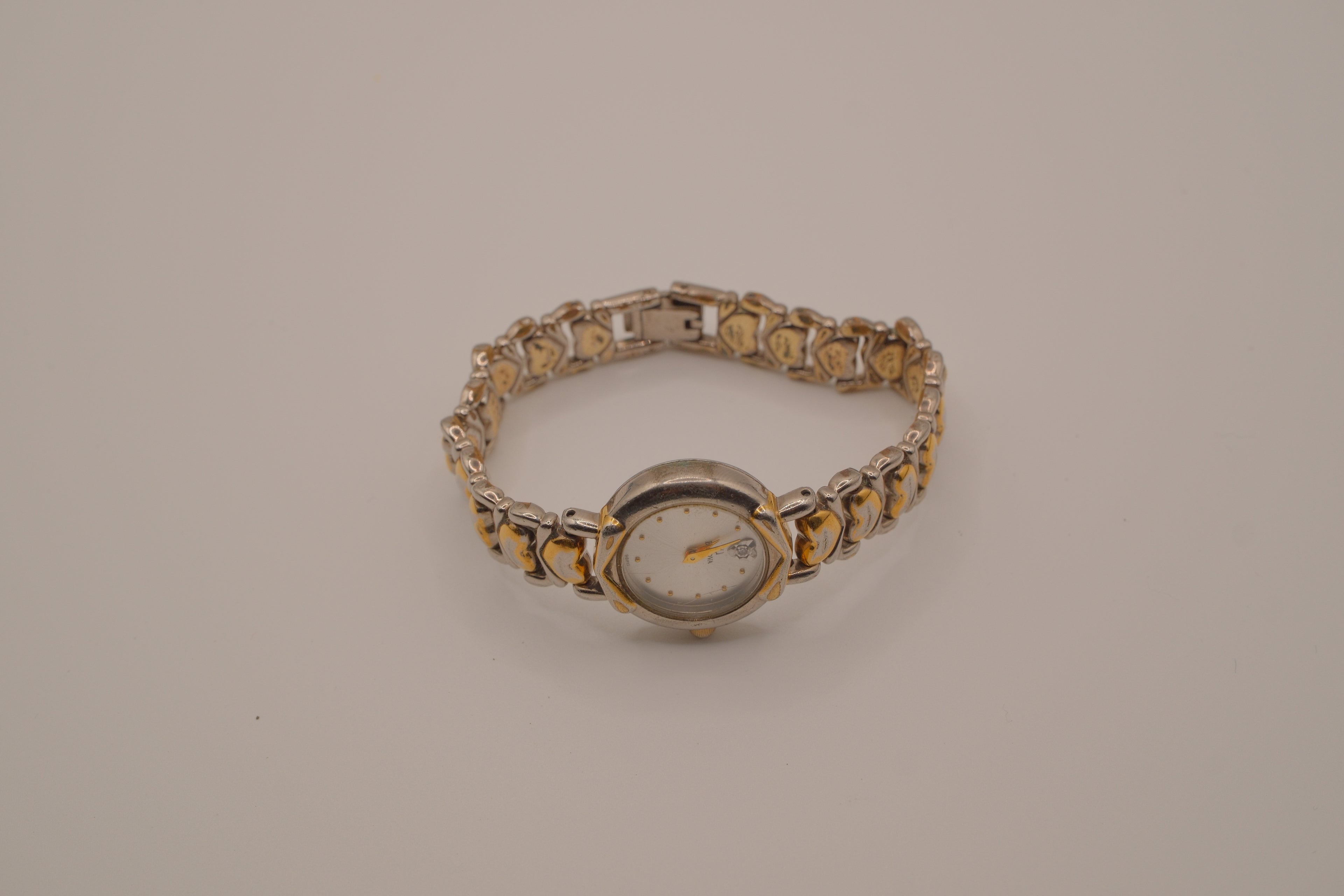 Vintage Bulova two-tone heart link cocktail watch