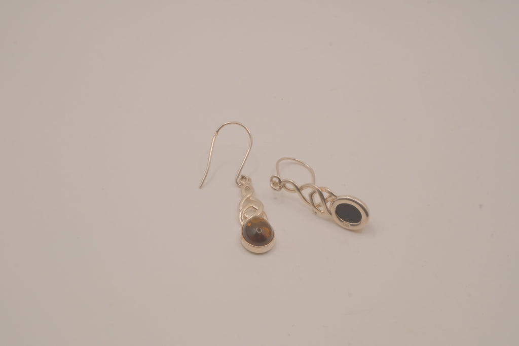 Vintage Baltic amber Celtic knotwork drop earrings