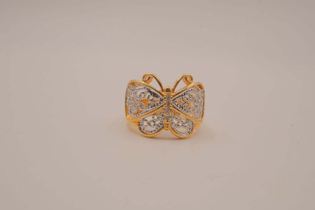 Two-Tone Filigree Butterfly Ring