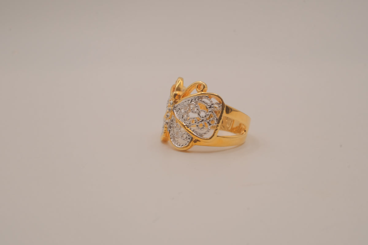 Two-Tone Filigree Butterfly Ring