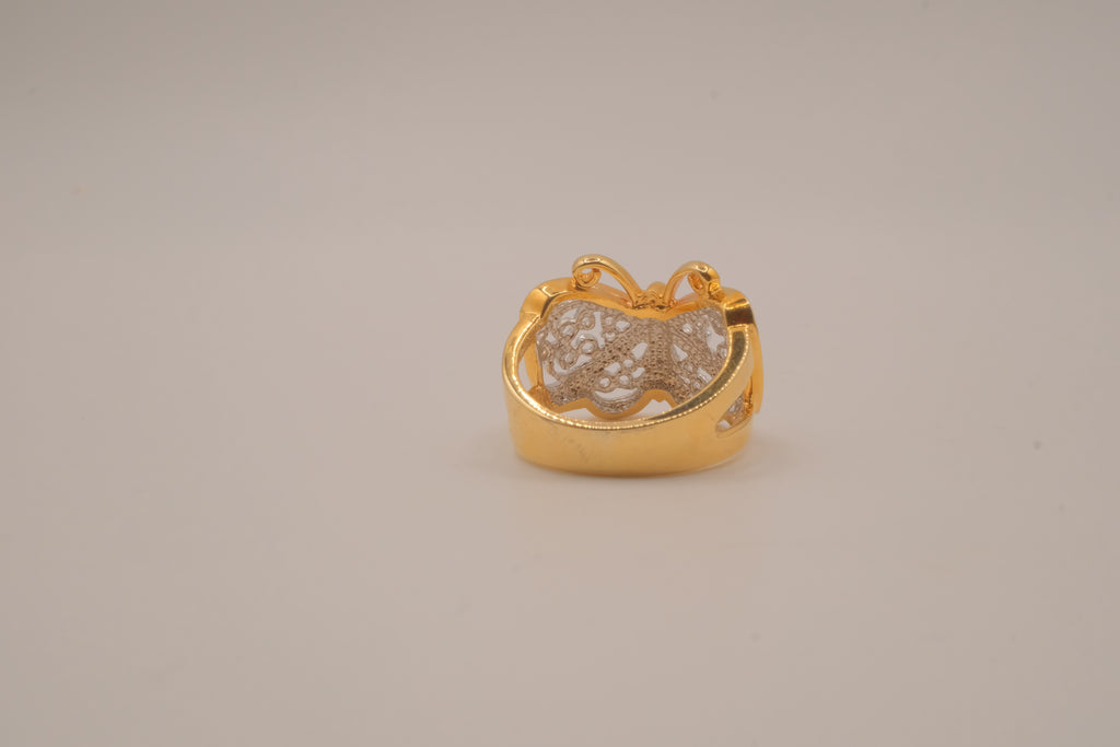 Two-Tone Filigree Butterfly Ring