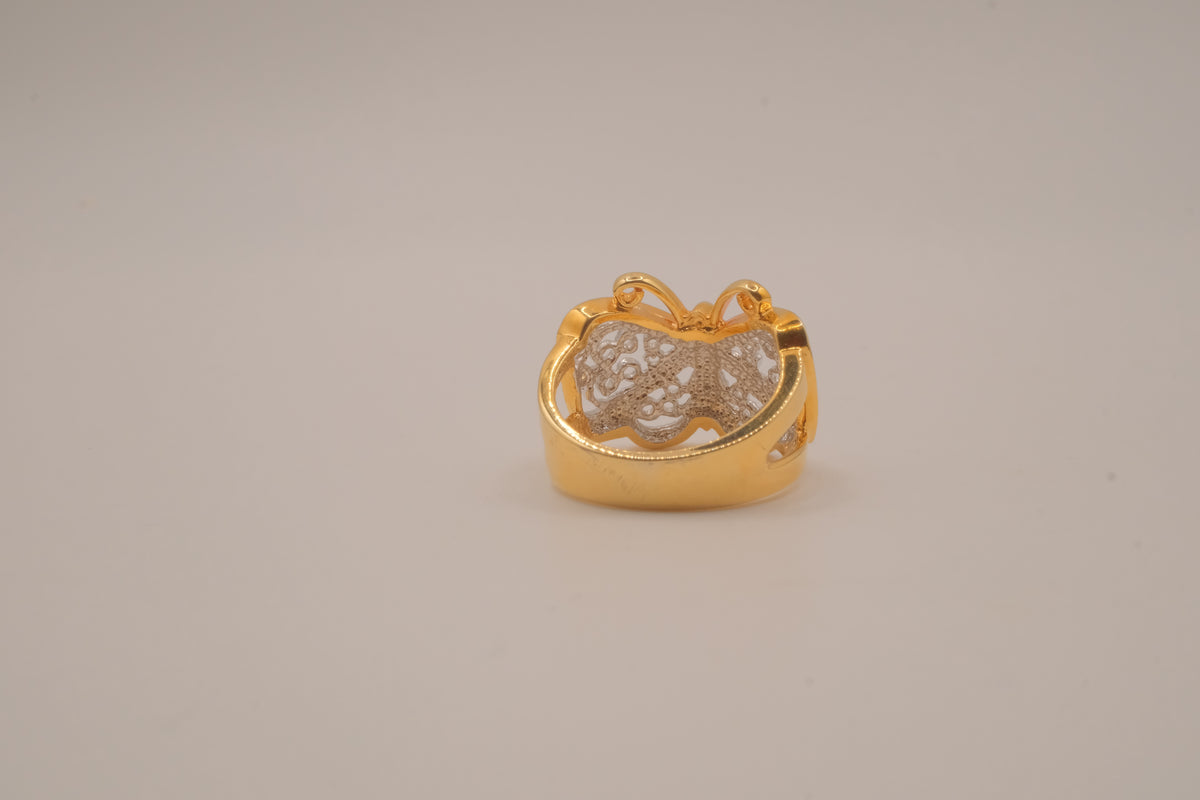 Two-Tone Filigree Butterfly Ring