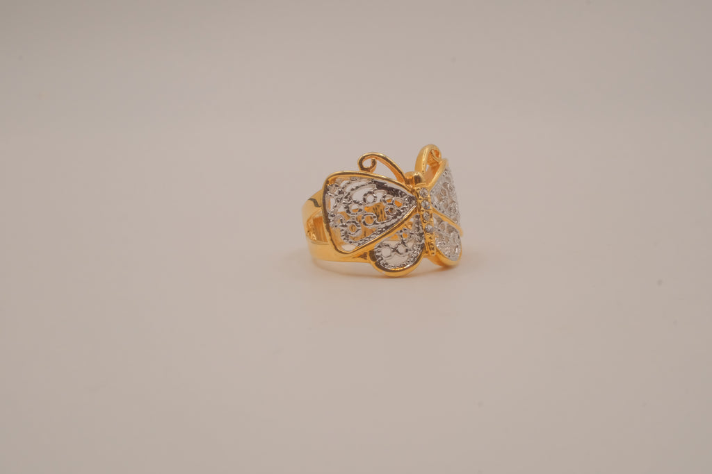 Two-Tone Filigree Butterfly Ring
