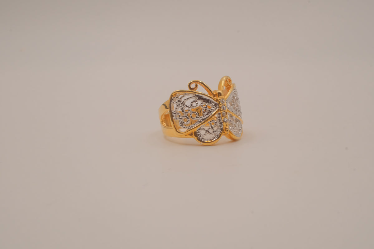 Two-Tone Filigree Butterfly Ring
