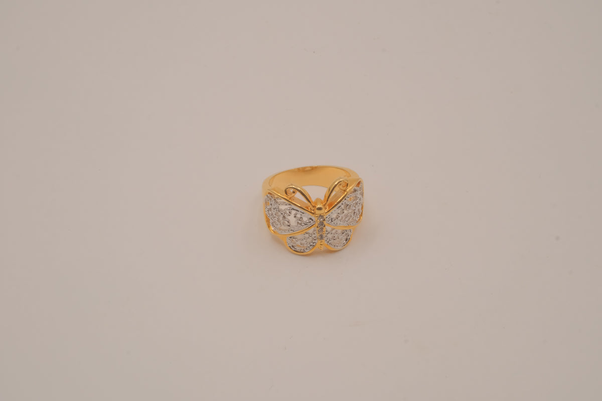 Two-Tone Filigree Butterfly Ring