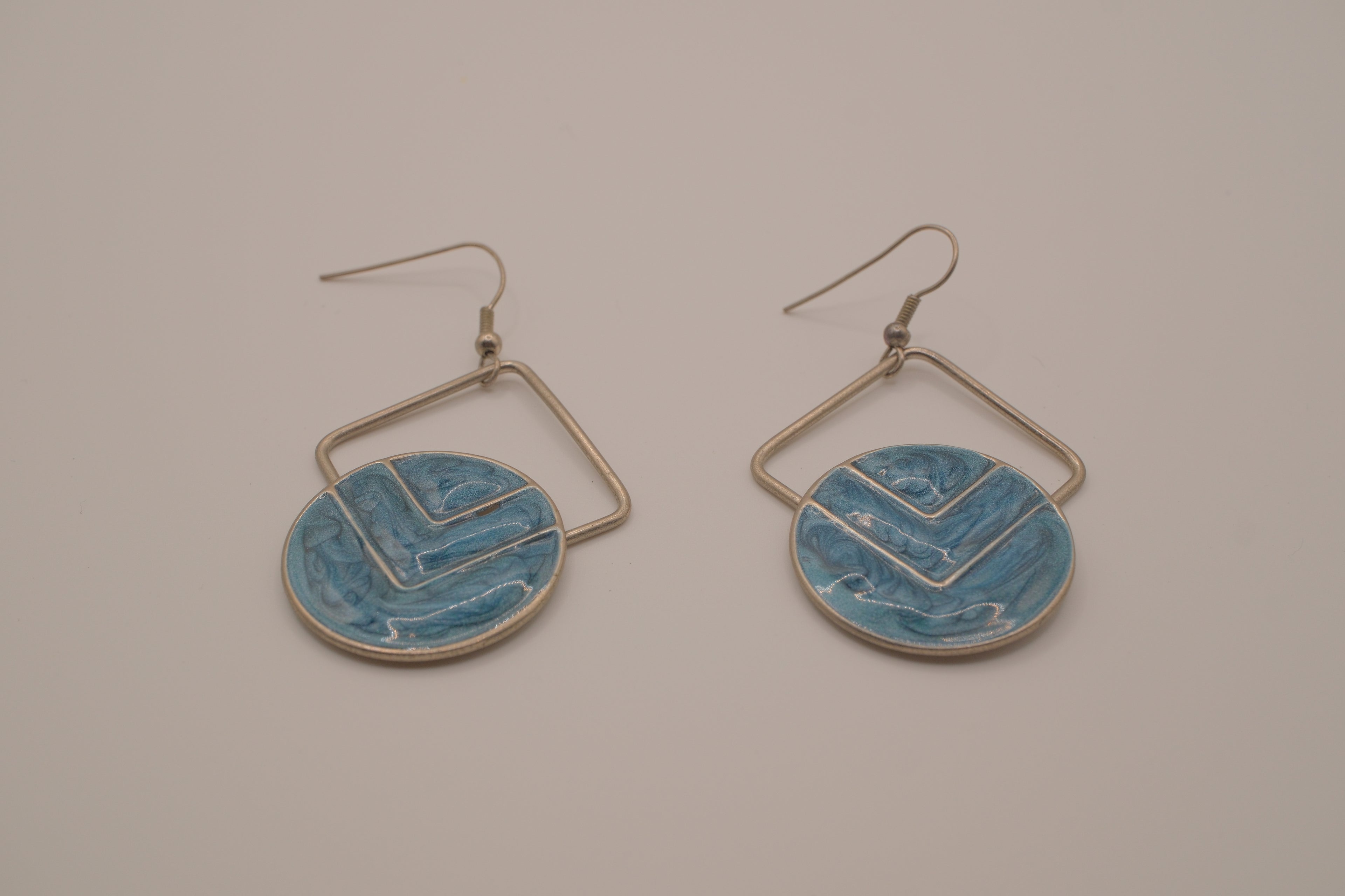 Vintage Blue geometric enamel drop earrings