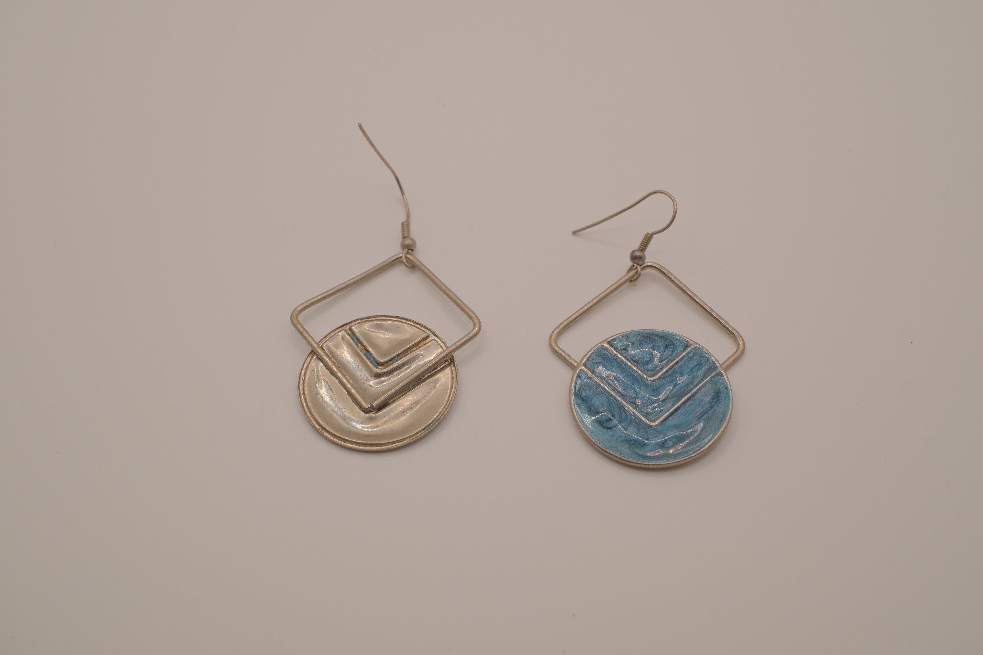 Vintage Blue geometric enamel drop earrings