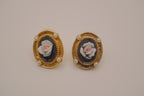 Vintage Victorian Revival style Cameo Rose stud earring