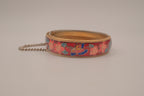 Vintage Cloisonné Red enamel hinged bangle bracelet