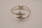 Vintage double dolphin bypass hinged bangle bracelet