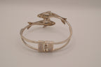 Vintage double dolphin bypass hinged bangle bracelet