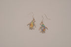 Silver tone Abalone penguin earrings