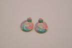 Vintage gold-tone enamel door-knocker earrings