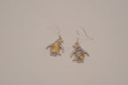 Silver tone Abalone penguin earrings