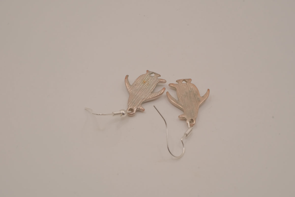 Silver tone Abalone penguin earrings