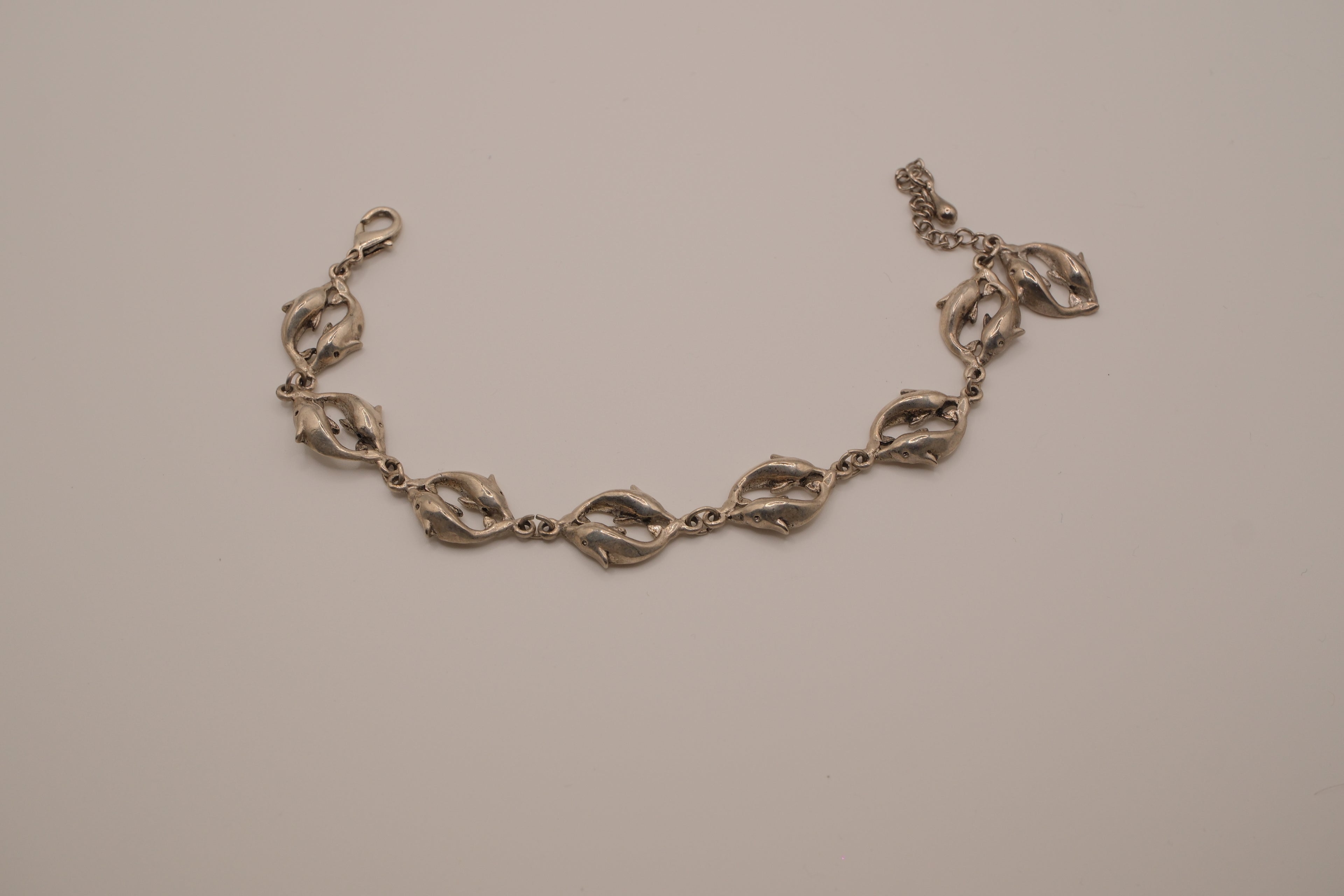 Vintage sterling silver dolphin link bracelet