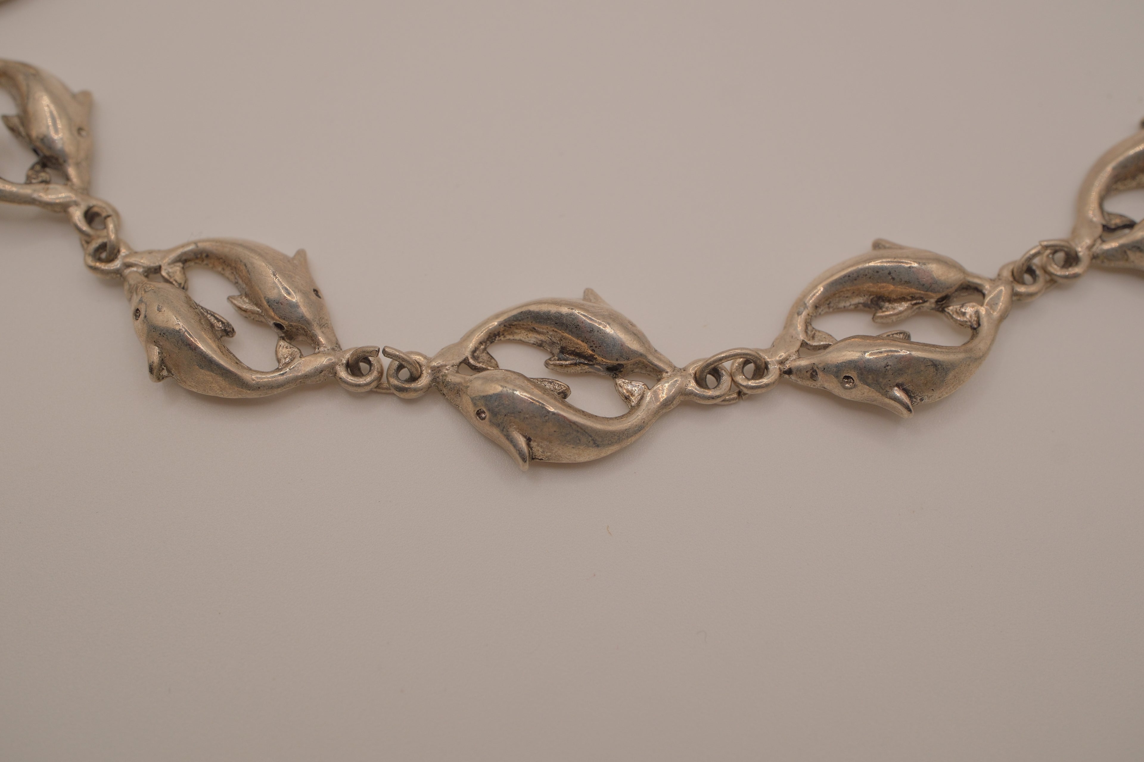 Vintage sterling silver dolphin link bracelet