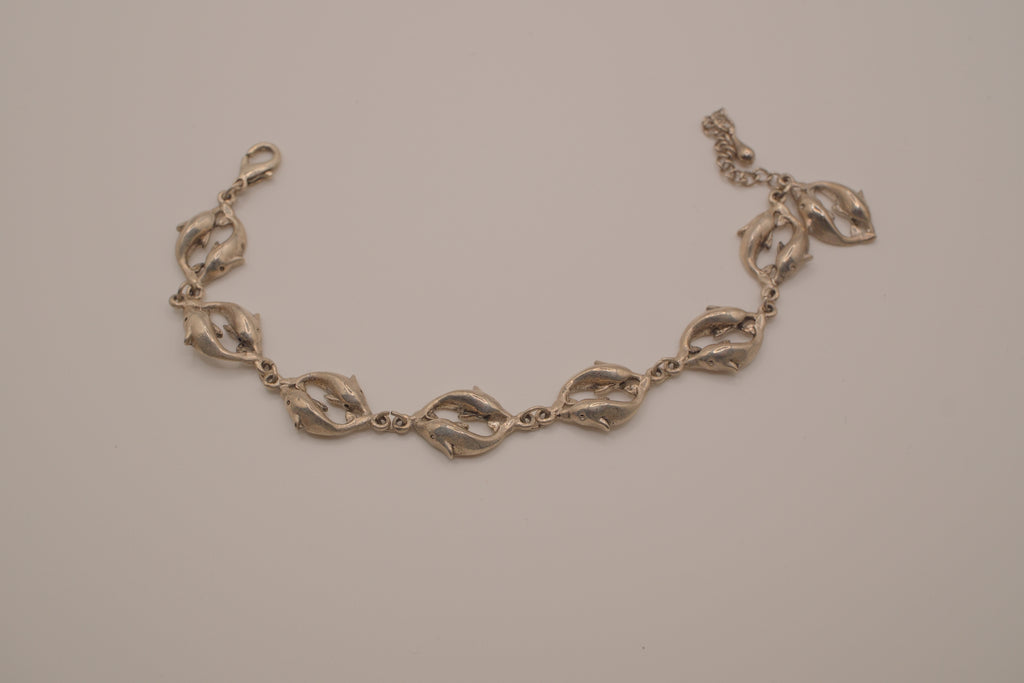 Vintage sterling silver dolphin link bracelet