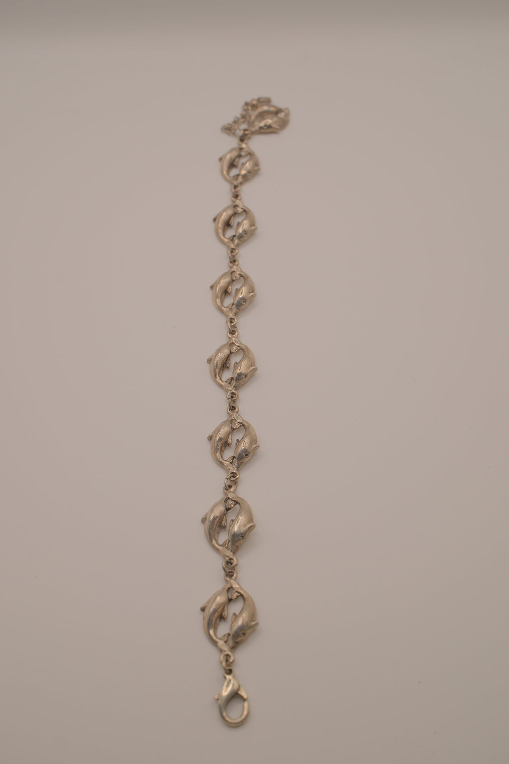 Vintage sterling silver dolphin link bracelet