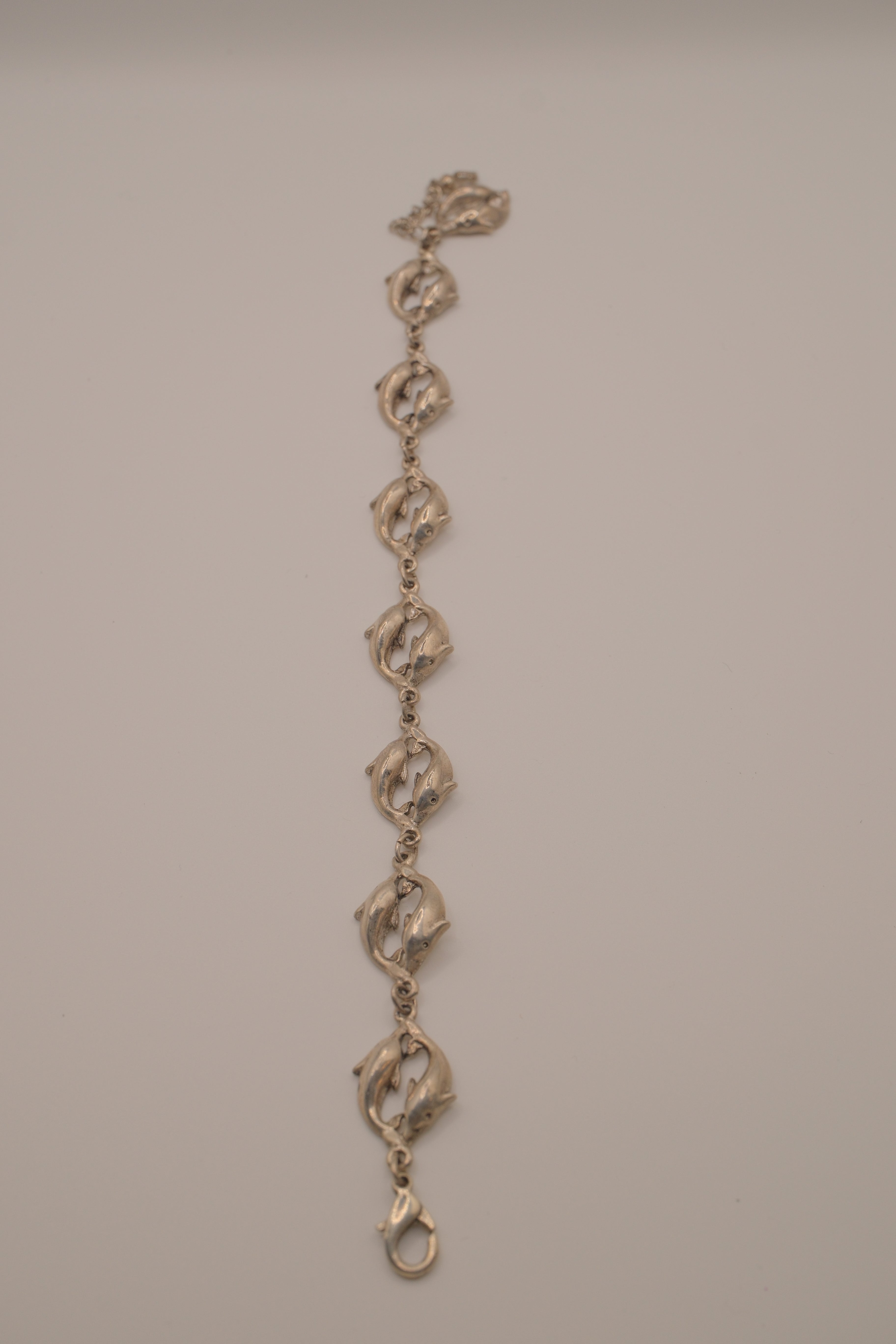 Vintage sterling silver dolphin link bracelet