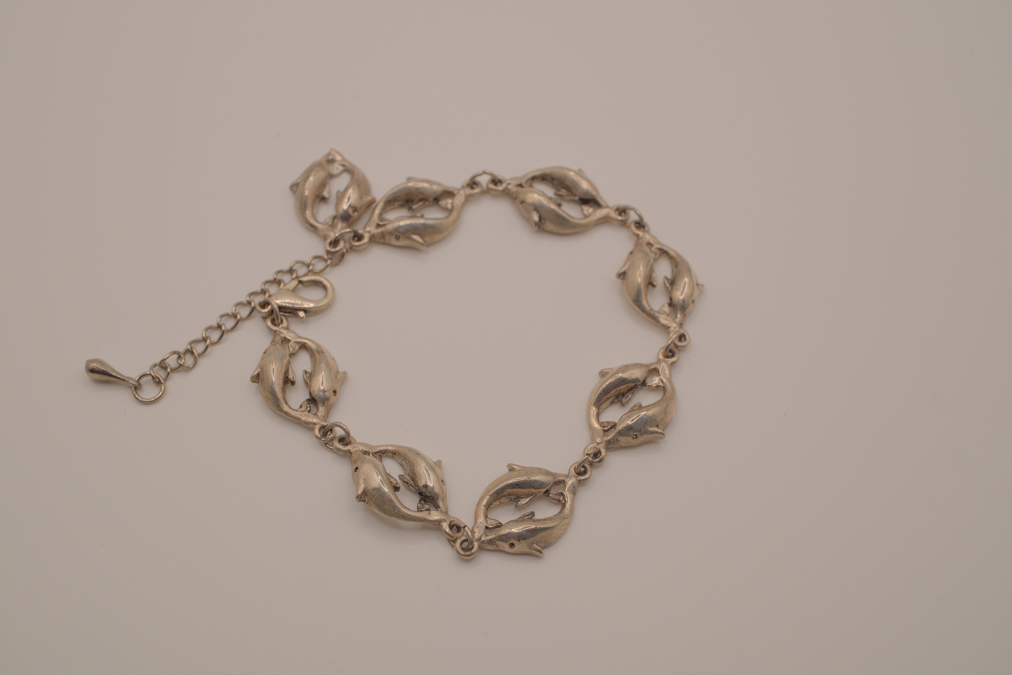 Vintage sterling silver dolphin link bracelet